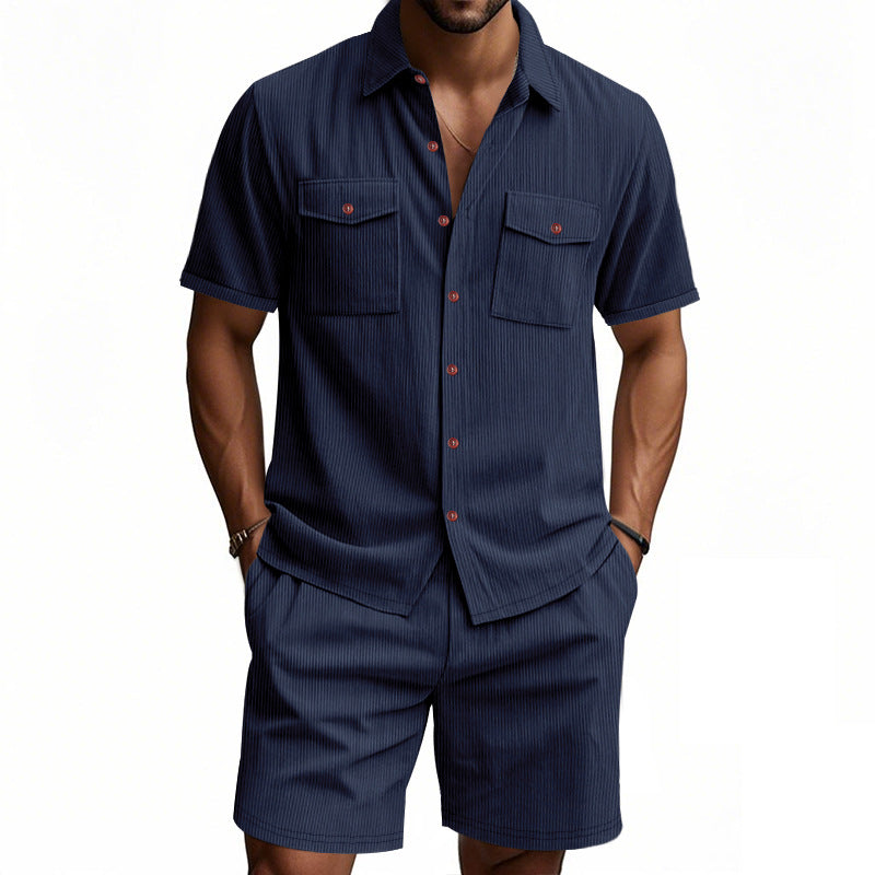 Men's Co-ord Set - Short Sleeve Shirt with Matching Shorts | Summer