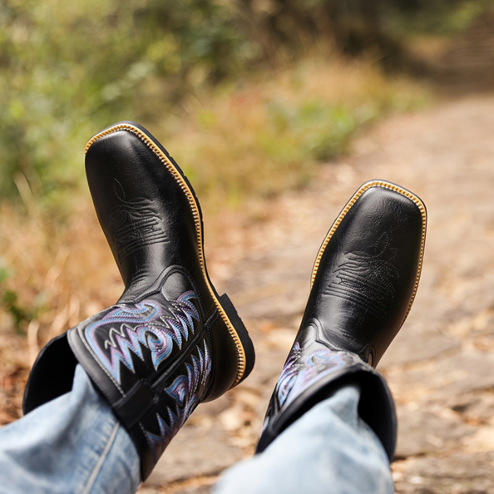 Cowboy Boots Men - Western Embroidered Mid Calf Pull On | Casual