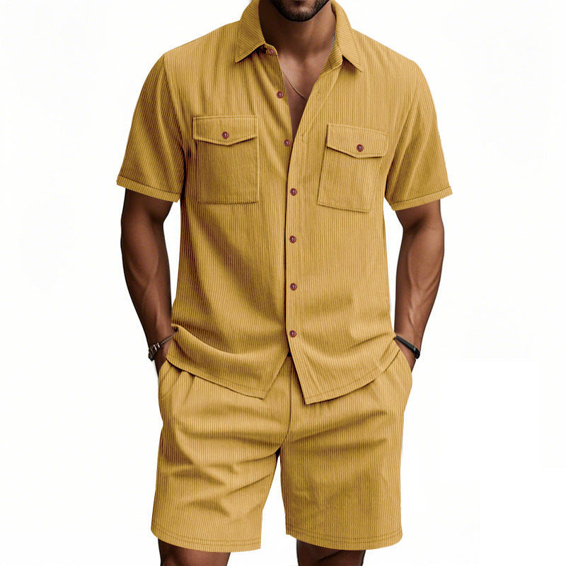 Men's Co-ord Set - Short Sleeve Shirt with Matching Shorts | Summer