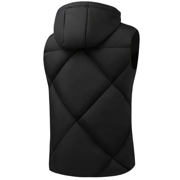 Men's Bodywarmer - Quilted Hooded Vest with Zip Pockets | Casual