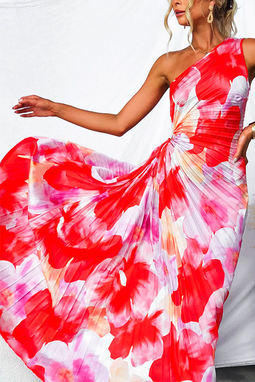 Maxi Dress Women - One Shoulder Ruched Floral | Summer