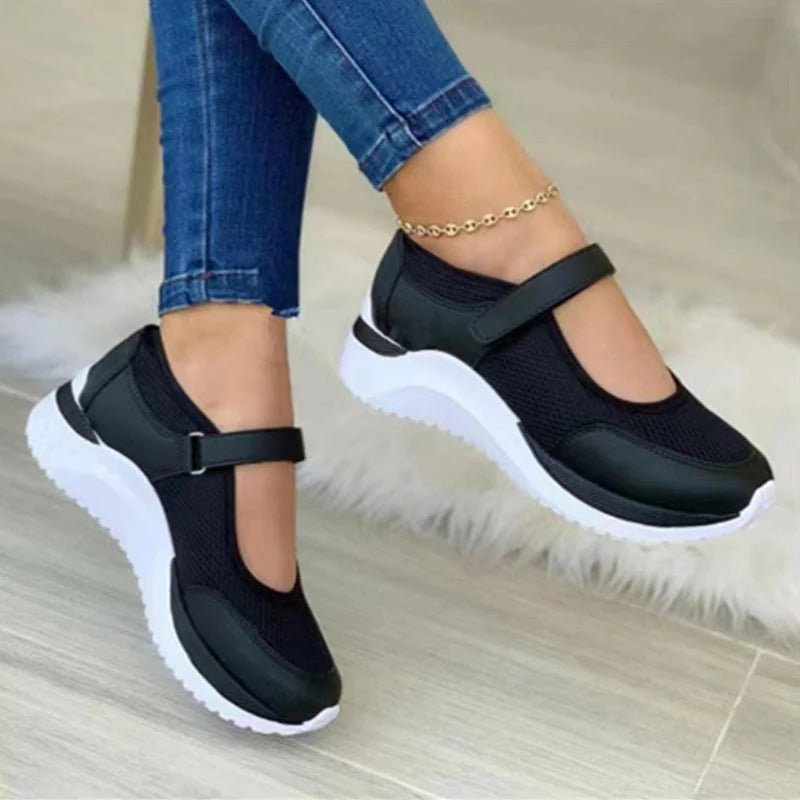 Trainers Women - Platform Slip On Strap Mesh Detail | Casual