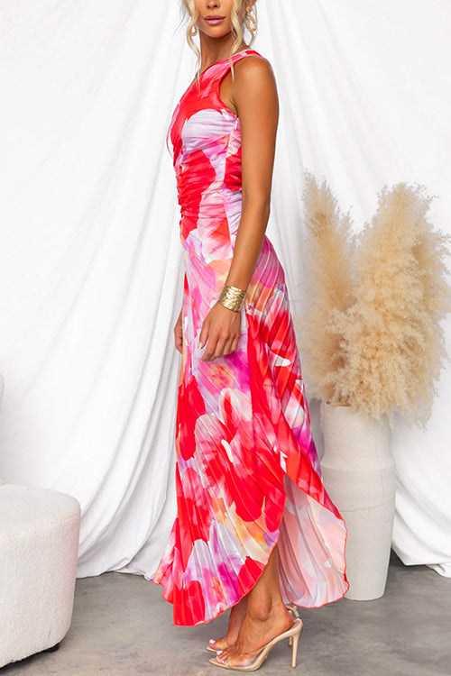 Maxi Dress Women - One Shoulder Ruched Floral | Summer