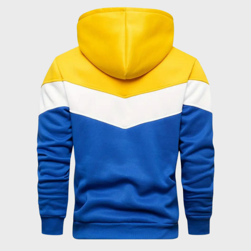 Men's Hoodie - Colour Block Pullover with Kangaroo Pocket | Casual