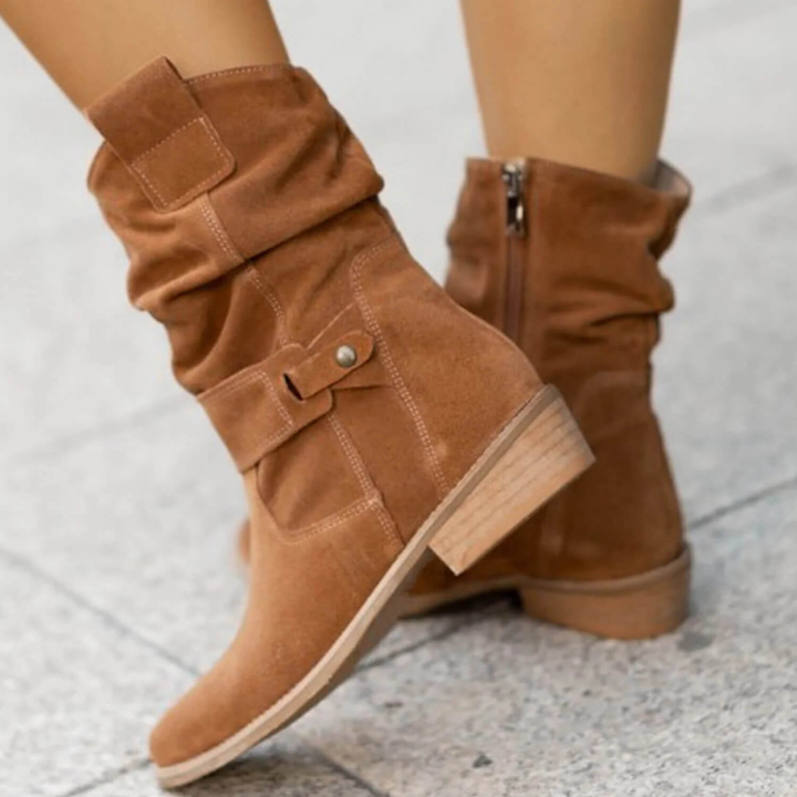 Ankle Boots Women - Slouchy Flat Buckle Detail | Casual