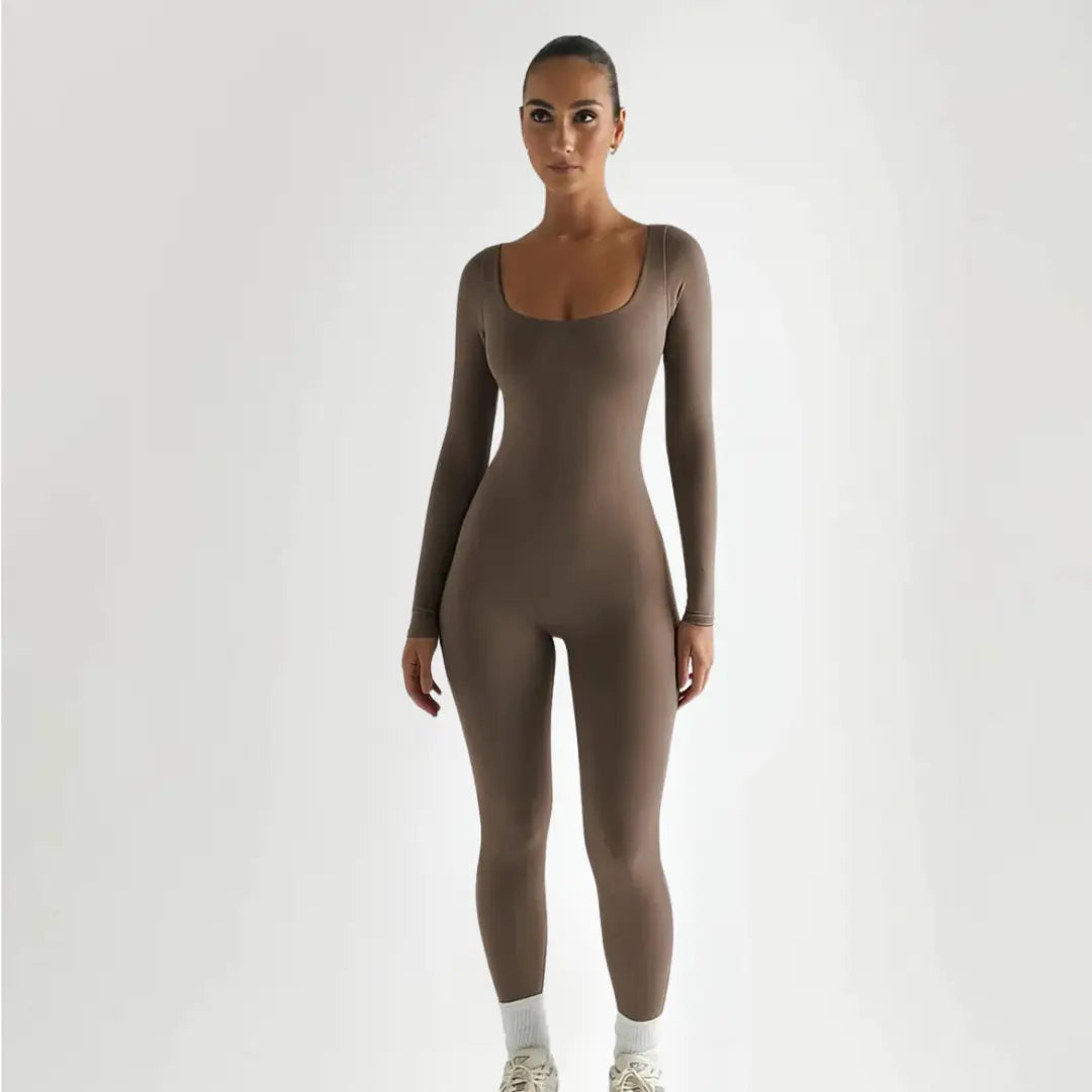 Jumpsuit Women - Fitted Long Sleeve Square Neck | Elegant