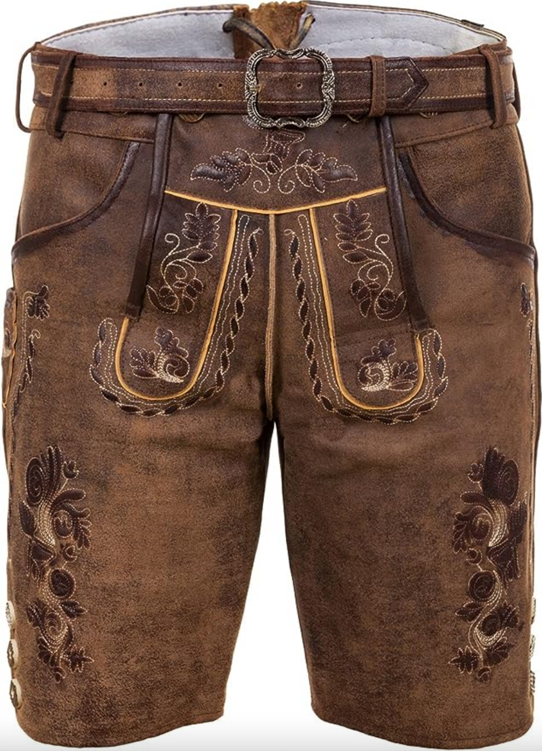 Shorts Men - Embroidered Bavarian Style with Buckle Belt | Casual
