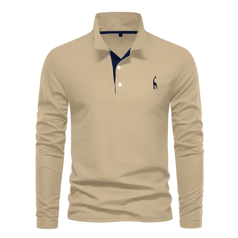 Men's Polo Shirt - Long Sleeve Slim Fit with Chest Embroidery | Smart