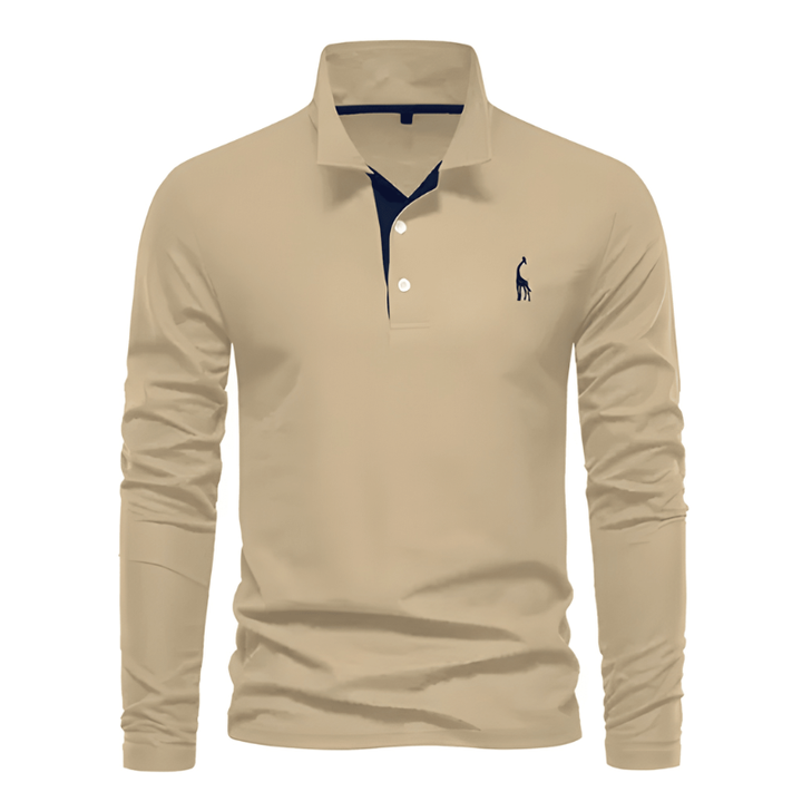 Men's Polo Shirt - Long Sleeve Slim Fit with Chest Embroidery | Smart