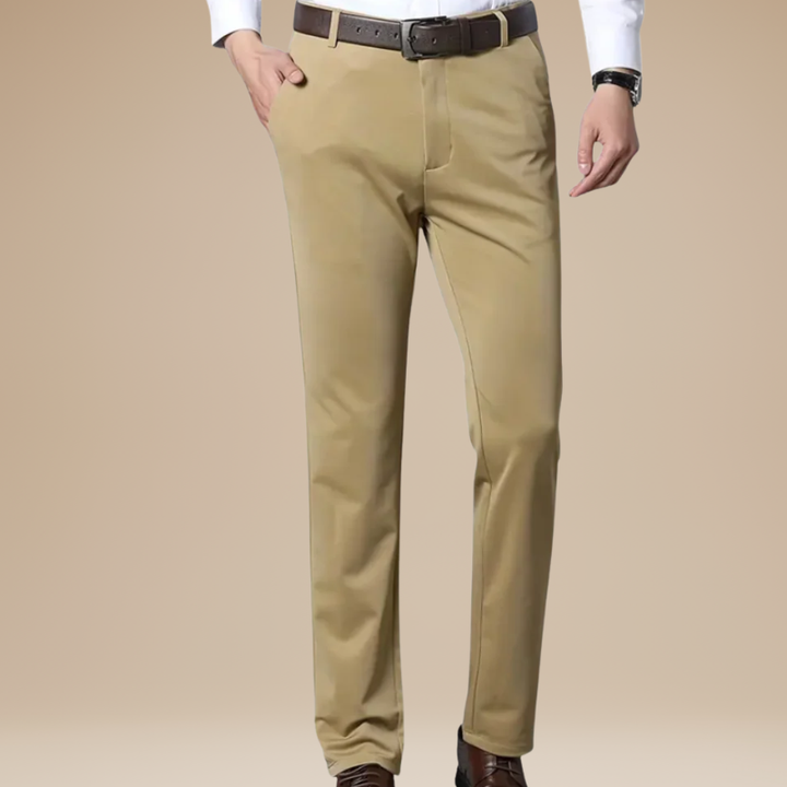 Men's Trousers - Slim Fit Flat Front with Pressed Crease | Smart