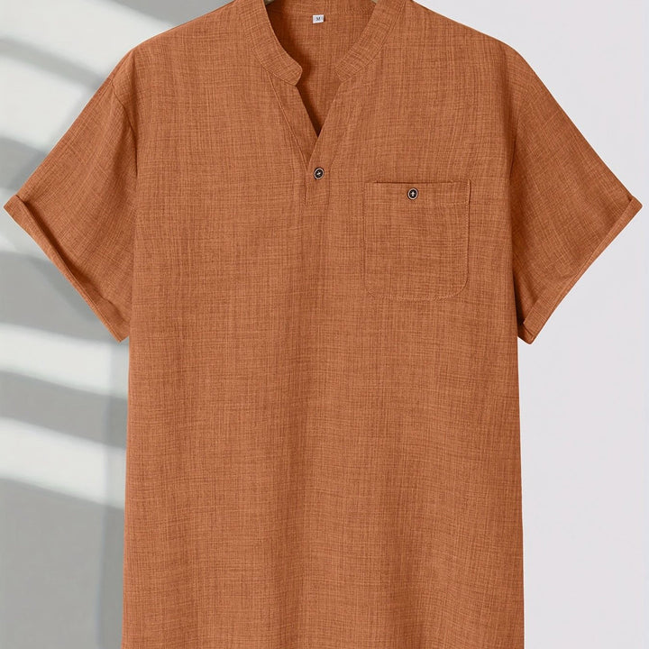 T Shirt Men - Short Sleeve with Stand Collar | Casual Relaxed Fit