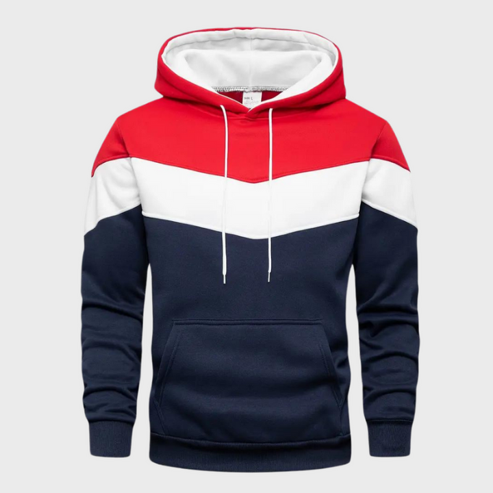 Men's Hoodie - Colour Block Pullover with Kangaroo Pocket | Casual