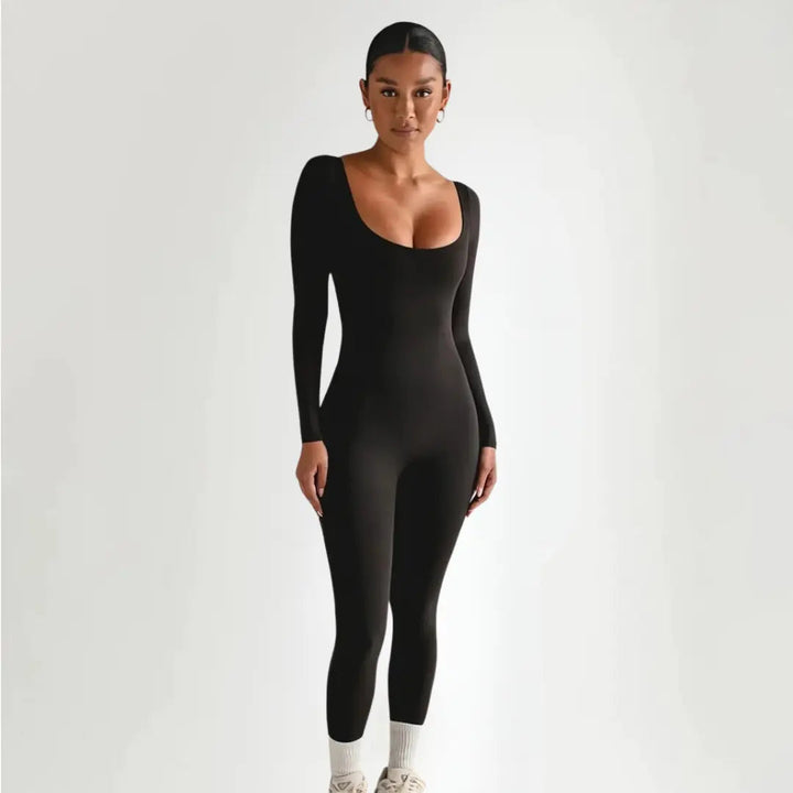 Jumpsuit Women - Fitted Long Sleeve Square Neck | Elegant