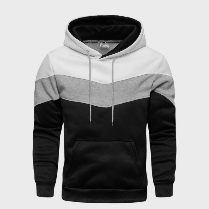 Men's Hoodie - Colour Block Pullover with Kangaroo Pocket | Casual