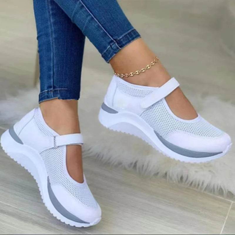 Trainers Women - Platform Slip On Strap Mesh Detail | Casual