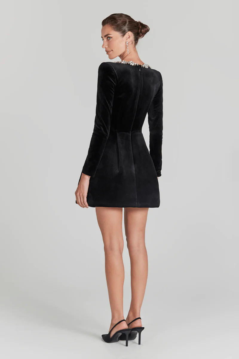Mini Dress Women - Long Sleeve A-Line Jewel Trim | Party