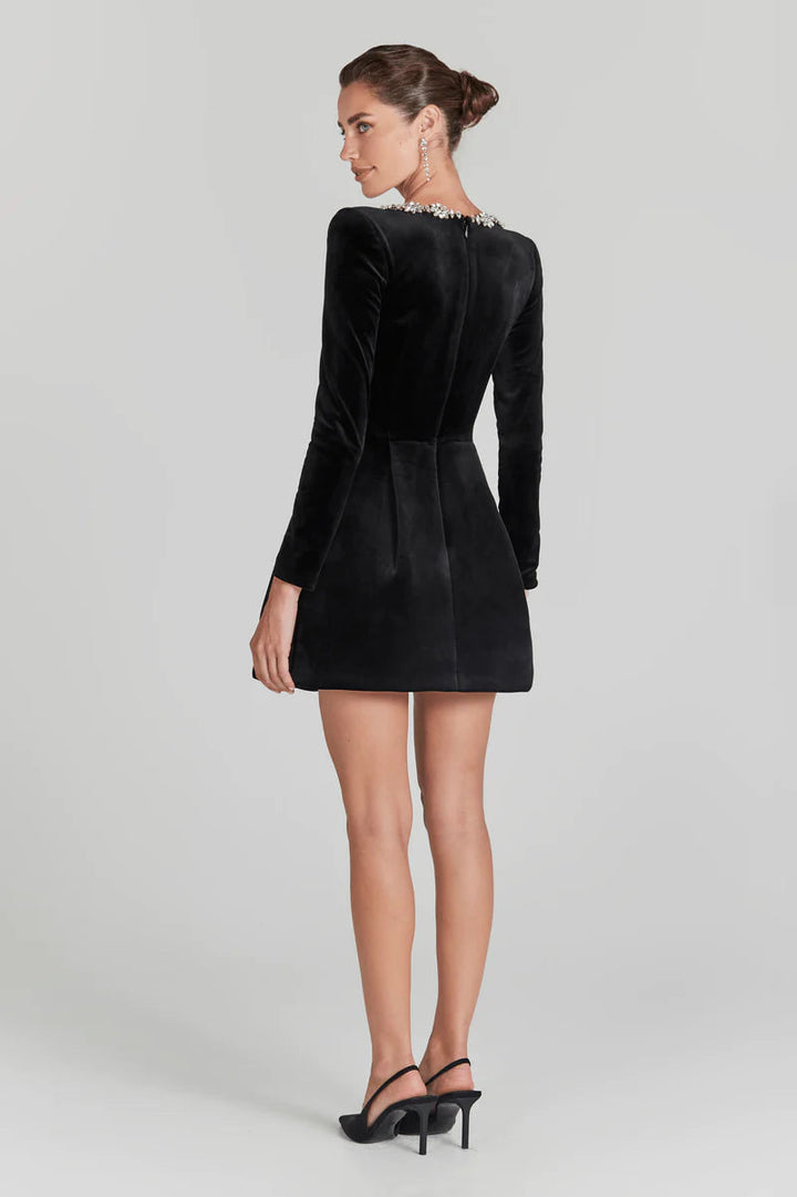 Mini Dress Women - Long Sleeve A-Line Jewel Trim | Party
