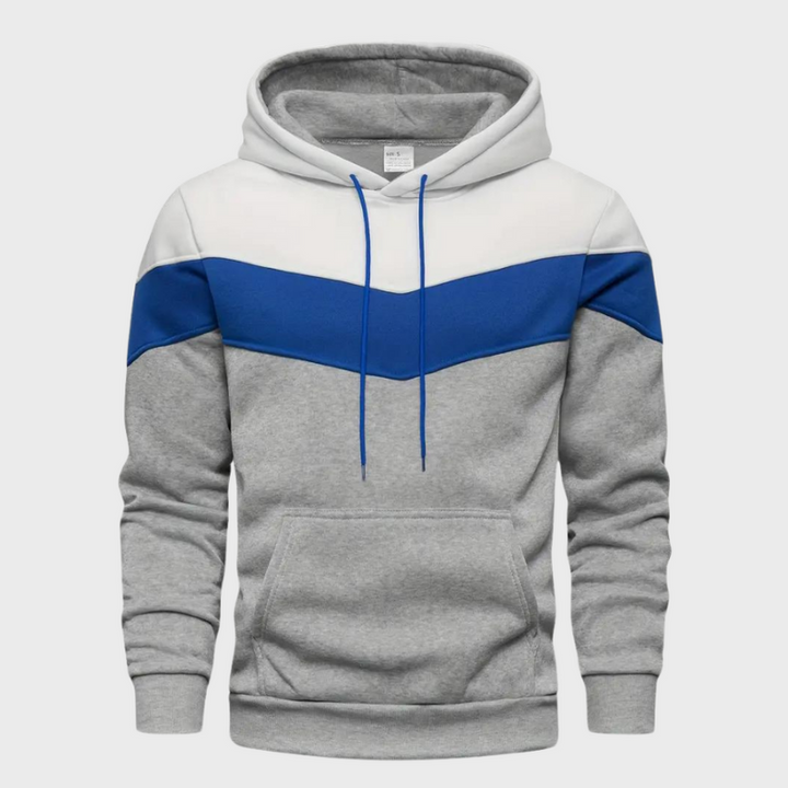 Men's Hoodie - Colour Block Pullover with Kangaroo Pocket | Casual