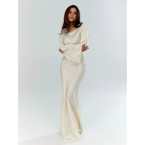 Maxi Dress Women - Cowl Neck Long Sleeve Bias Cut Slip | Elegant
