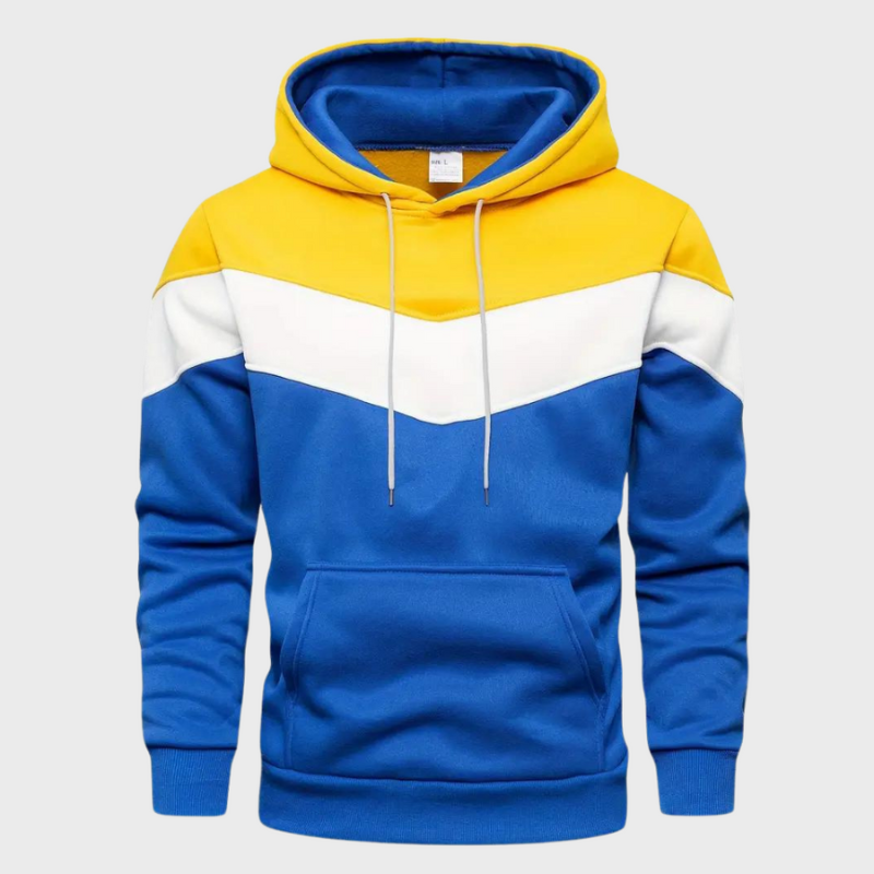 Men's Hoodie - Colour Block Pullover with Kangaroo Pocket | Casual