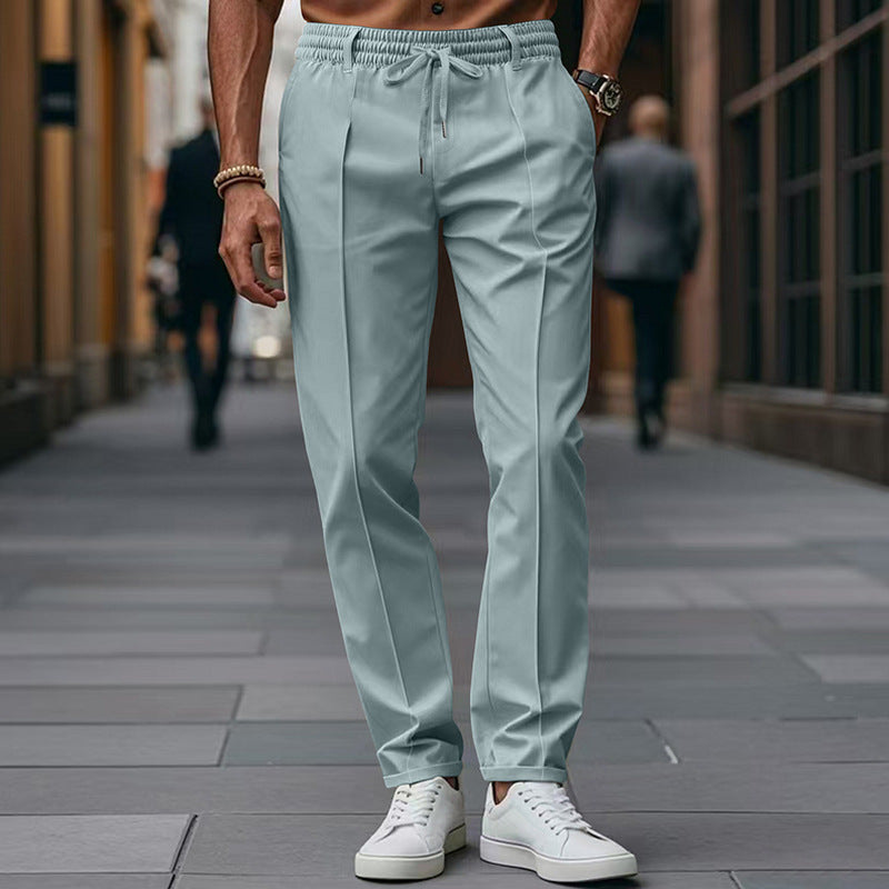 Men's Trousers - Slim Fit Smart Casual Drawstring with Pintuck Detail