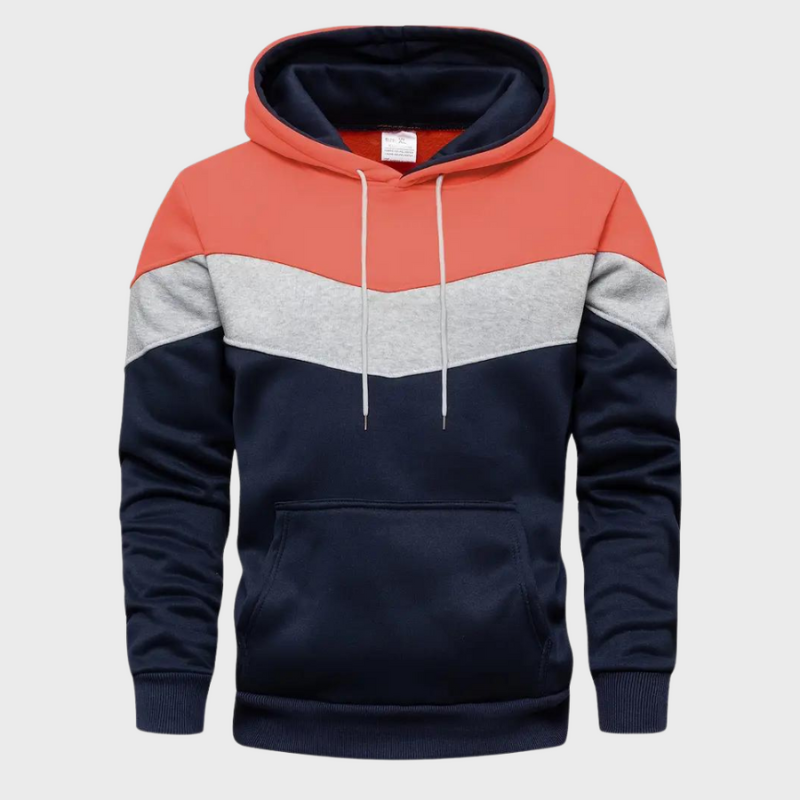 Men's Hoodie - Colour Block Pullover with Kangaroo Pocket | Casual