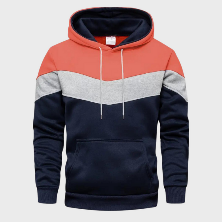 Men's Hoodie - Colour Block Pullover with Kangaroo Pocket | Casual