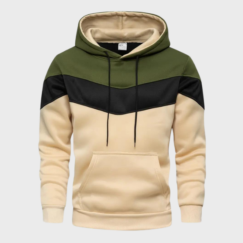 Men's Hoodie - Colour Block Pullover with Kangaroo Pocket | Casual
