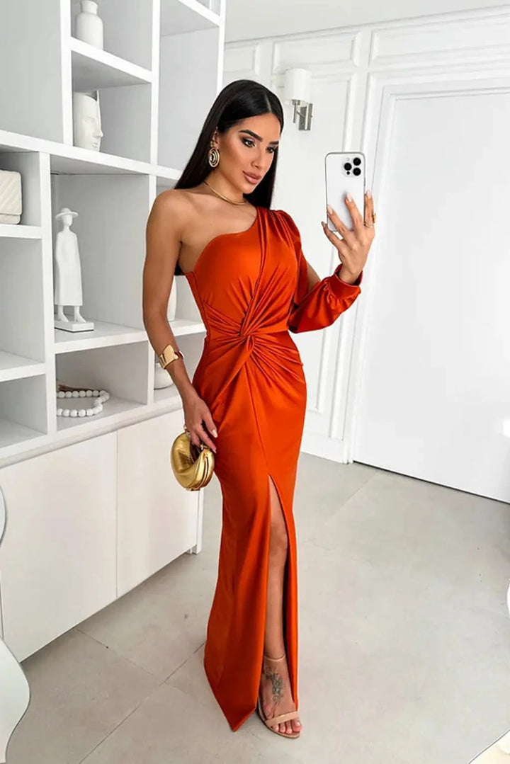 Maxi Dress Women - One Shoulder Twist Front with Slit | Gala
