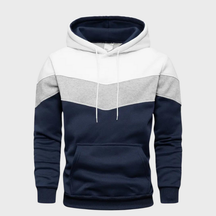 Men's Hoodie - Colour Block Pullover with Kangaroo Pocket | Casual