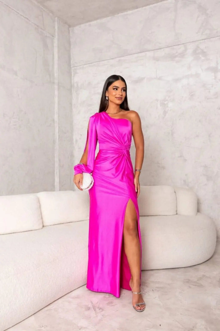 Maxi Dress Women - One Shoulder Twist Front with Slit | Gala
