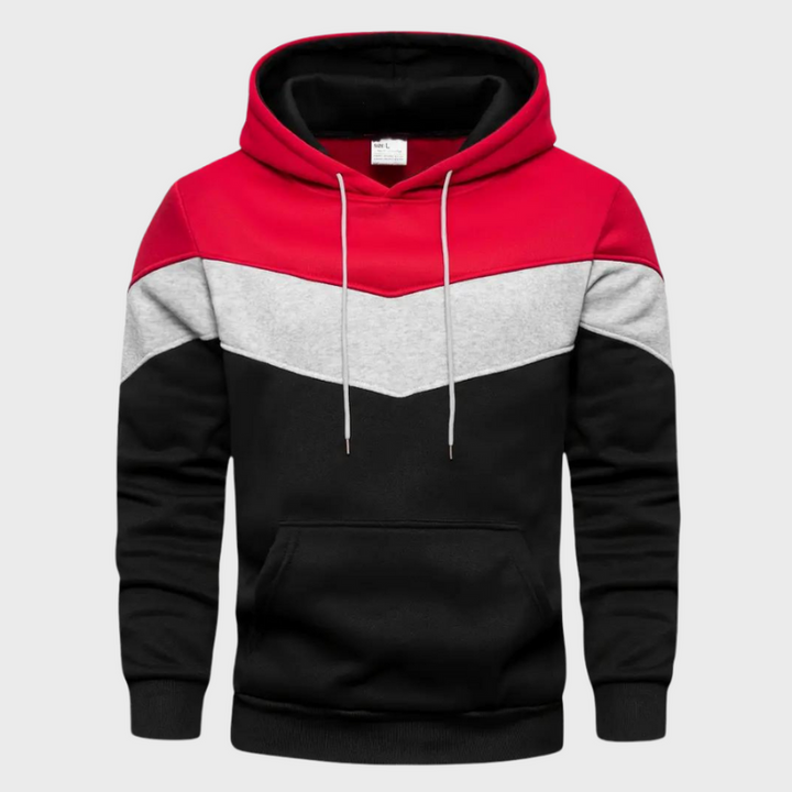 Men's Hoodie - Colour Block Pullover with Kangaroo Pocket | Casual
