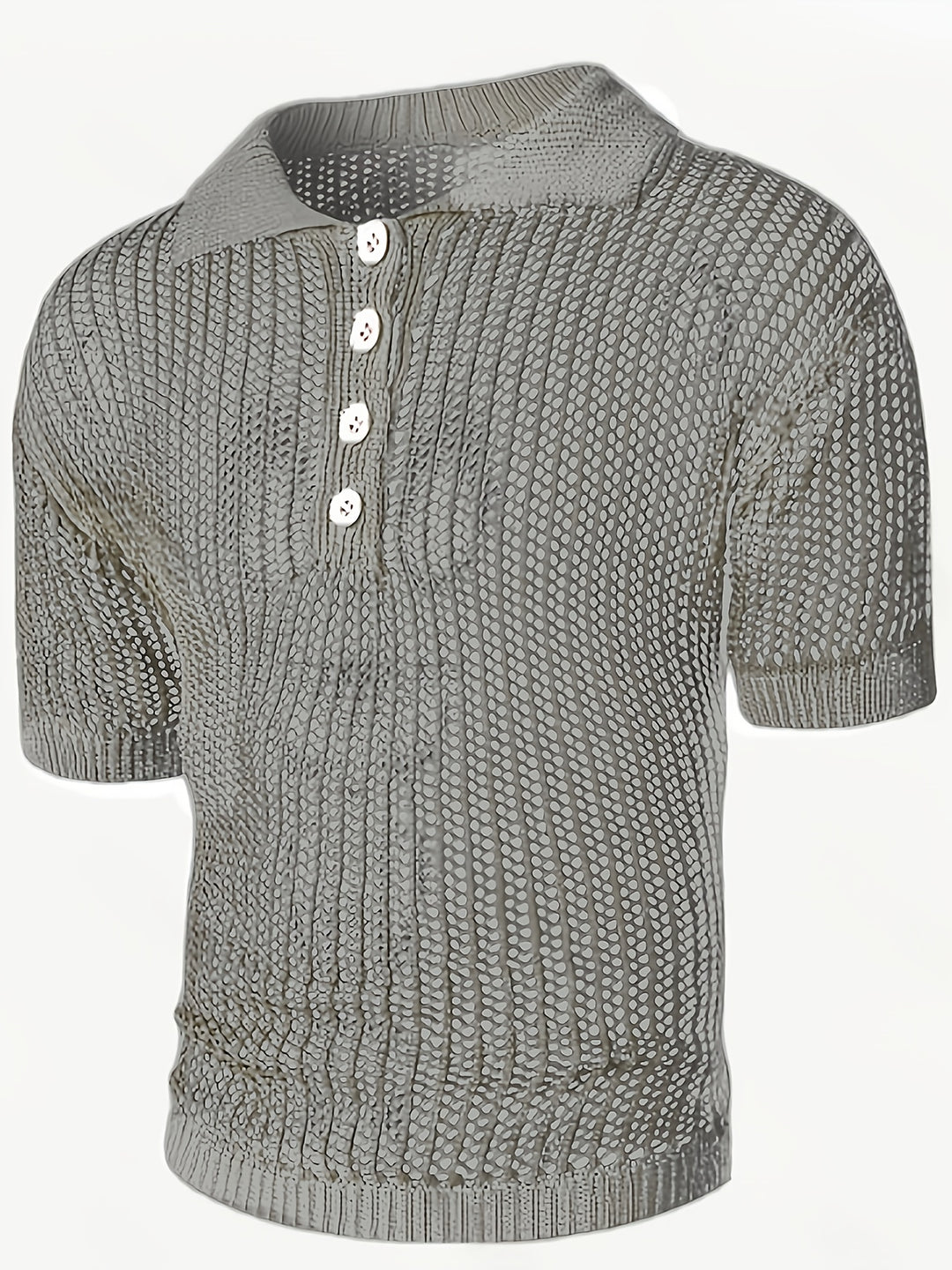 Polo Shirt Men - Slim Fit Open Knit with Button Placket | Casual
