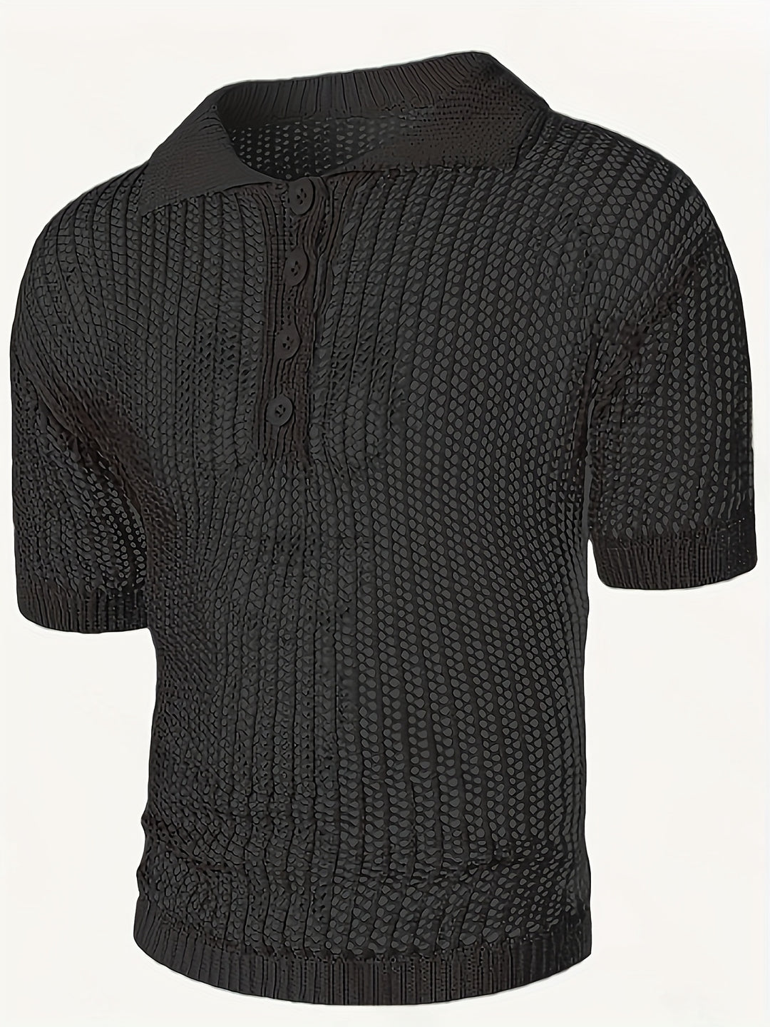 Polo Shirt Men - Slim Fit Open Knit with Button Placket | Casual