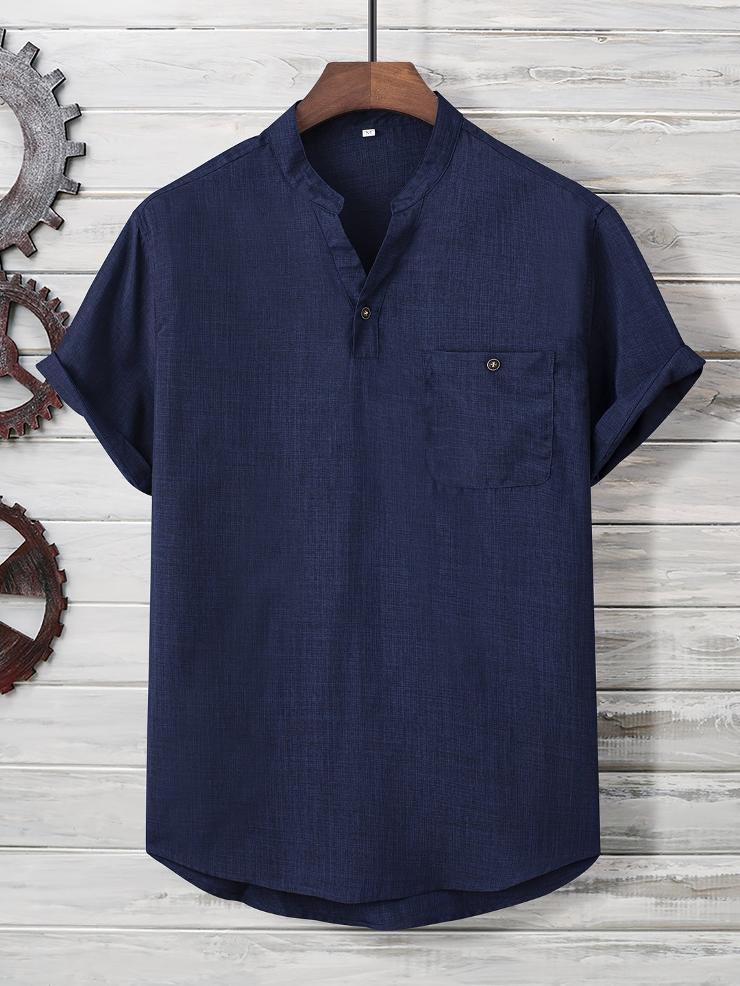 T Shirt Men - Short Sleeve with Stand Collar | Casual Relaxed Fit