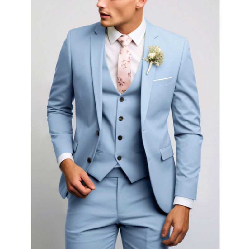 Men's Suit - Slim Fit Three-Piece with Notch Lapels | Wedding