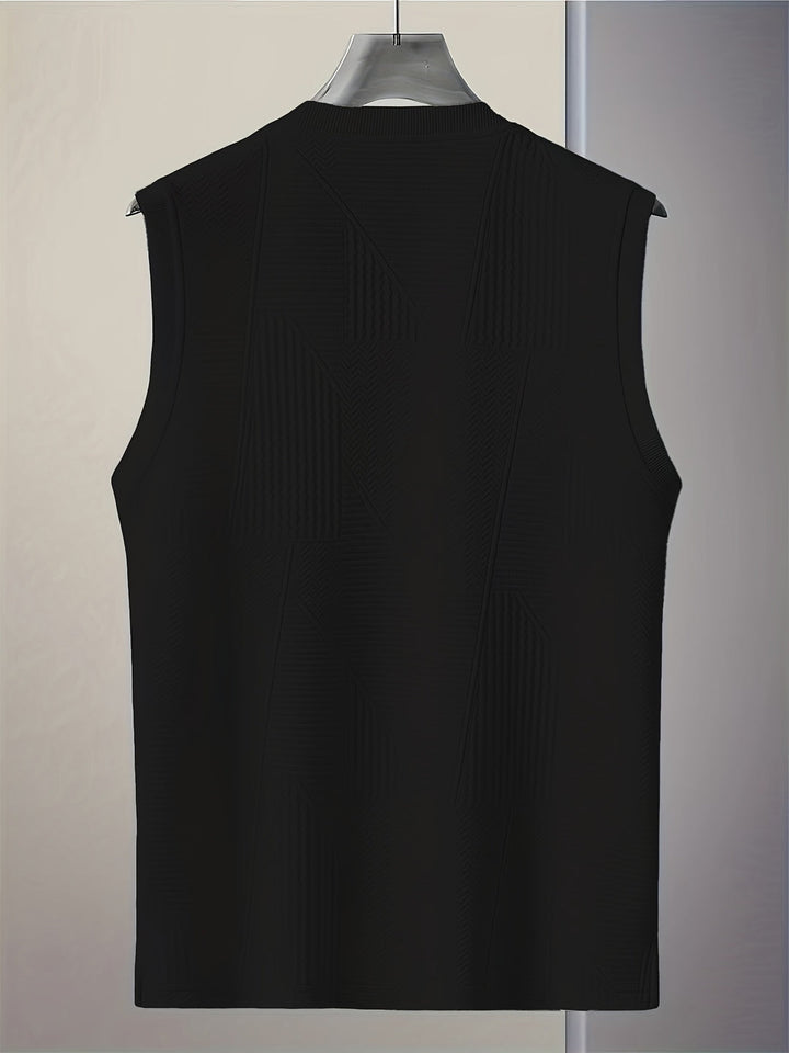 T Shirt Men - Sleeveless Tank with Textured Pattern | Slim Fit Casual