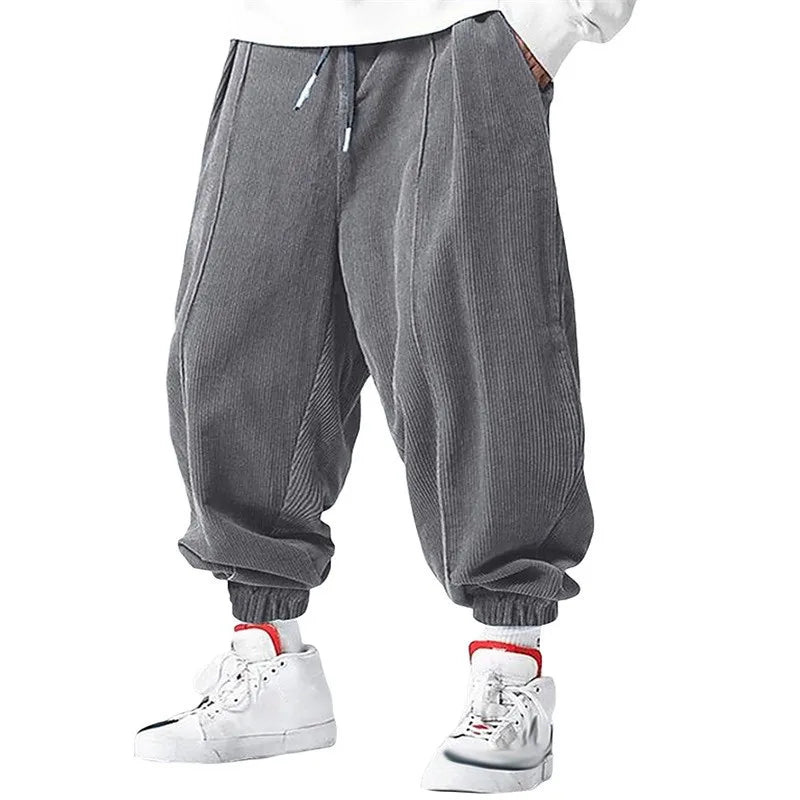 Men's Trousers - Oversized Baggy Jogger with Ribbed Cuffs | Casual