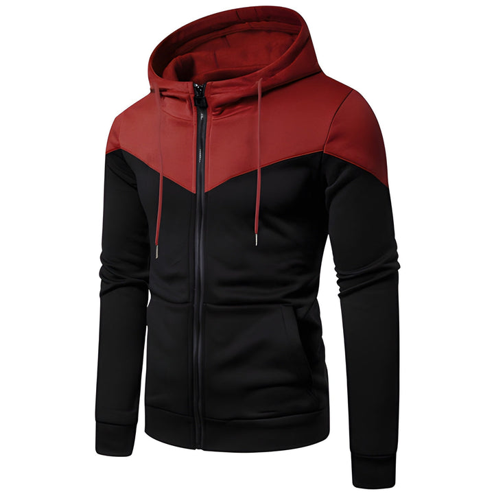 Men's Hoodie - Full Zip Two-Tone Colour Block | Casual Slim Fit