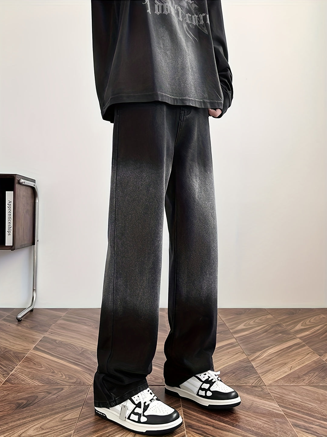 Jeans Men - Wide Leg with Washed Gradient Finish | Relaxed Casual