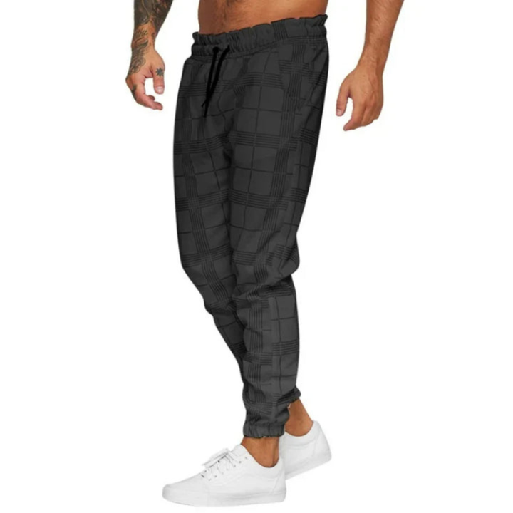 Men's Trousers - Slim Fit Jogger with Check Print | Smart Casual