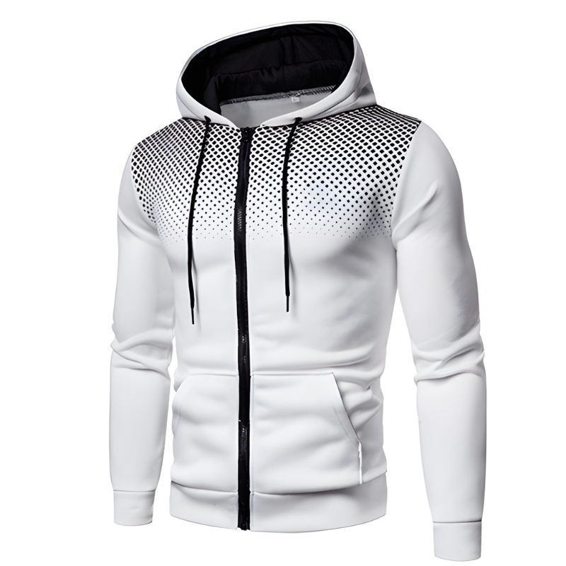 Men's Hoodie - Full Zip Gradient Dot Print Slim Fit | Casual
