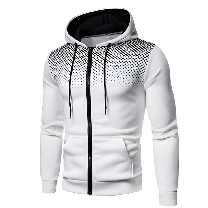 Men's Hoodie - Full Zip Gradient Dot Print Slim Fit | Casual