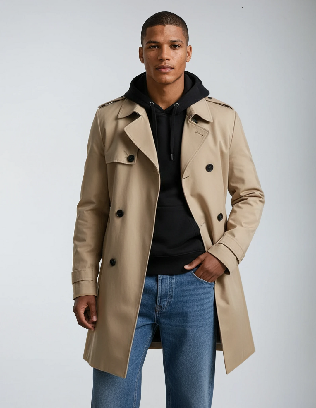 Men's Trench Coat - Double Breasted Classic Fit | Smart Casual