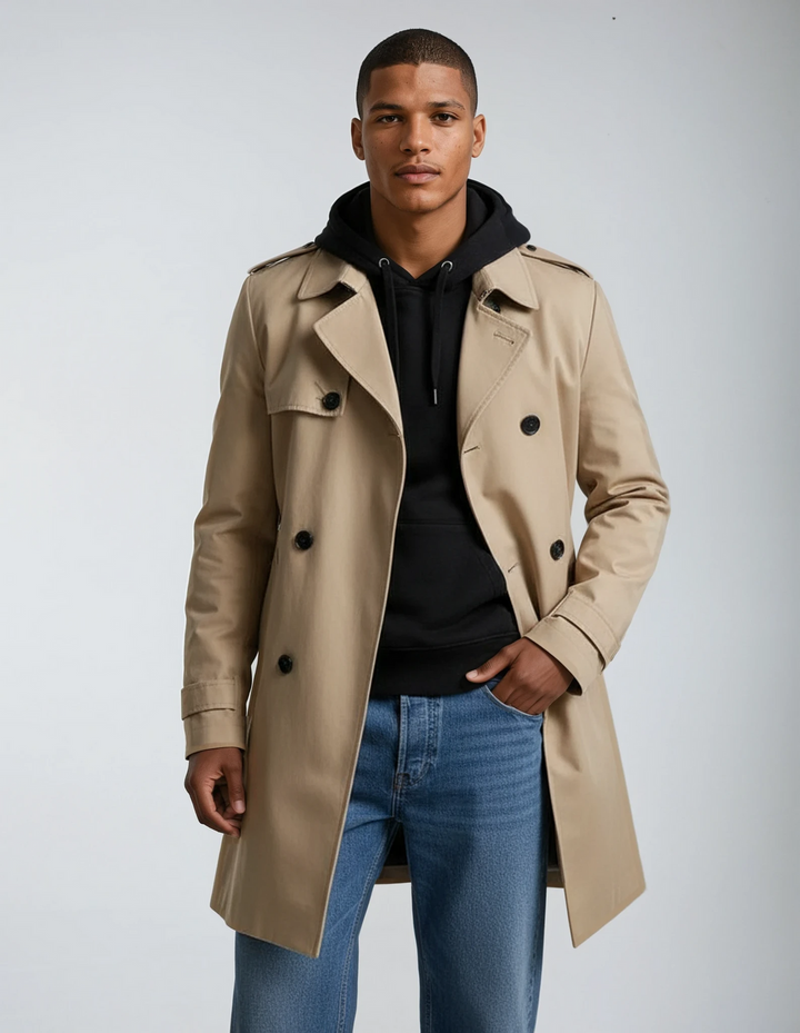 Men's Trench Coat - Double Breasted Classic Fit | Smart Casual