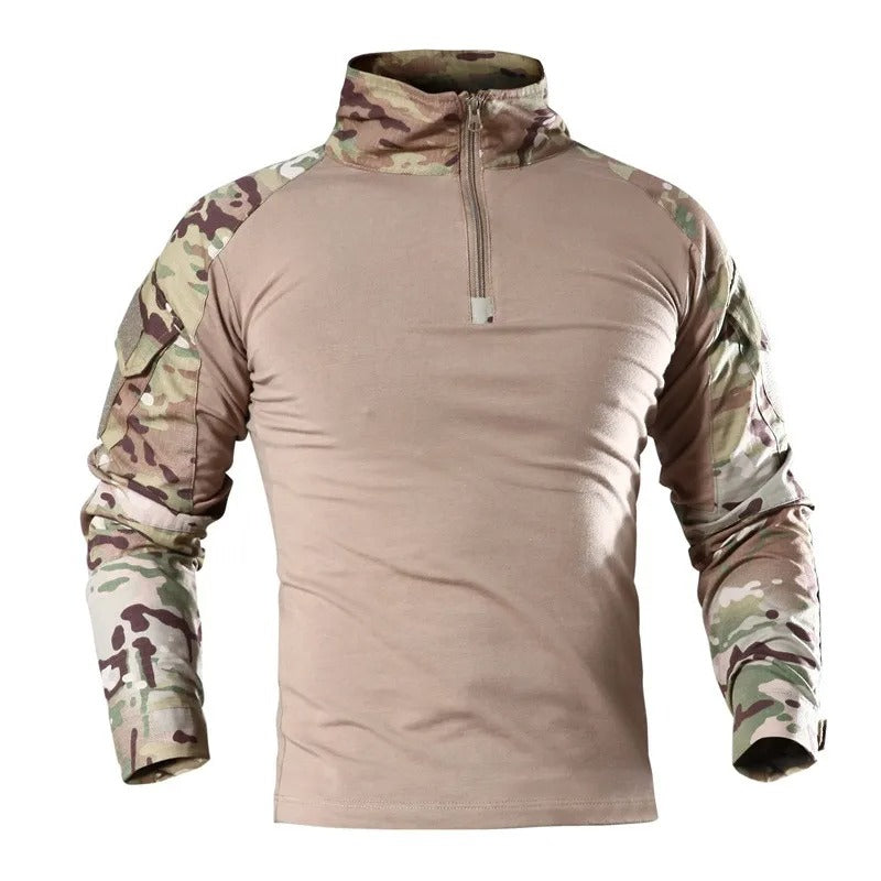 Men's Shirt - Long Sleeve Tactical with Quarter-Zip Stand Collar