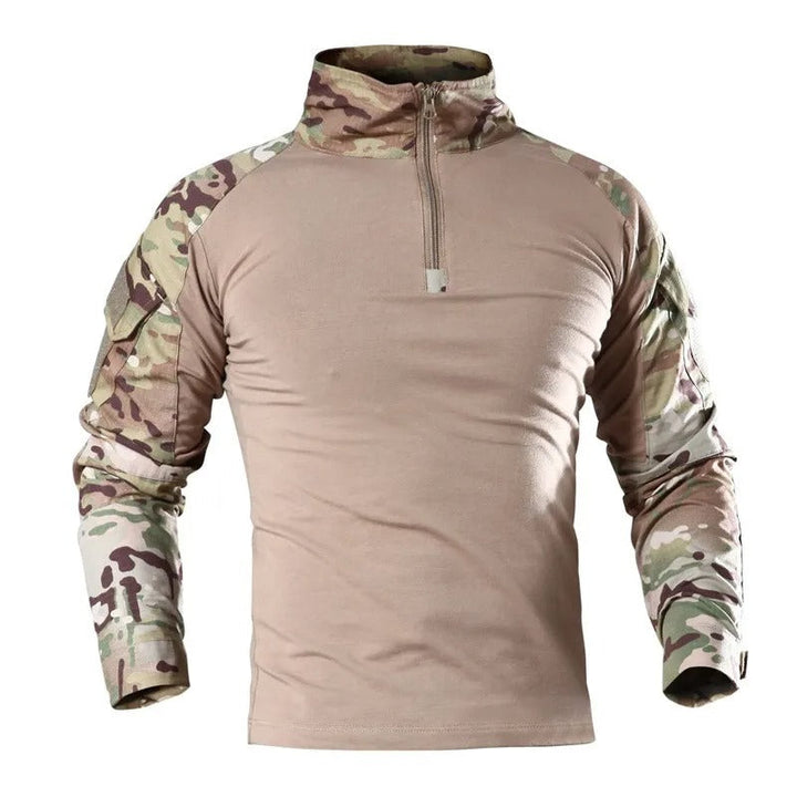 Men's Shirt - Long Sleeve Tactical with Quarter-Zip Stand Collar