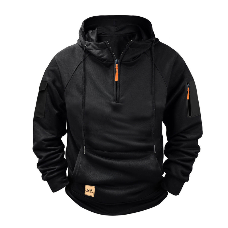 Men's Hoodie - Quarter Zip Tactical Arm Pocket | Outdoor Casual