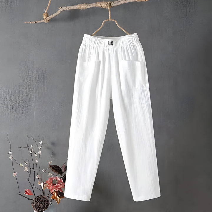 Women's Trousers - Relaxed Tapered Fit with Large Pockets | Summer