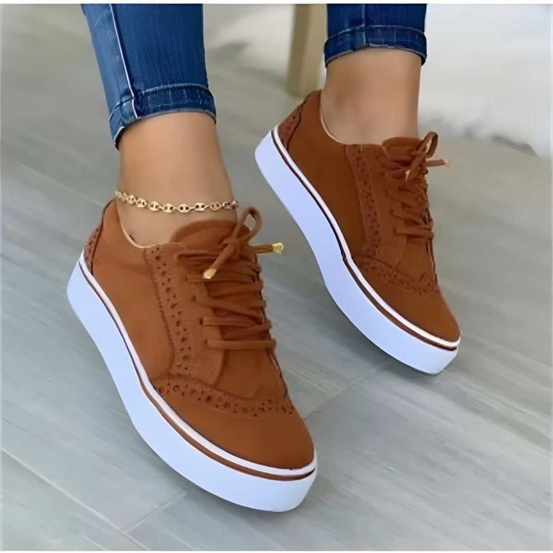 Women's Trainers - Platform Lace Up Flatform Sneaker | Casual